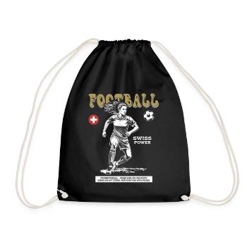 Schweizer Fußballerin Shirt: Ballkontrolle pur - Turnbeutel - Schwarz - Vorne