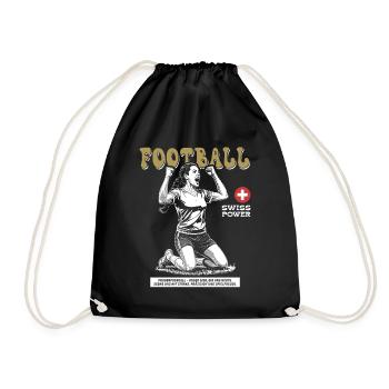Swiss Fußballspielerin Shirt: Ballgefühl pur - Turnbeutel - Schwarz - Vorne