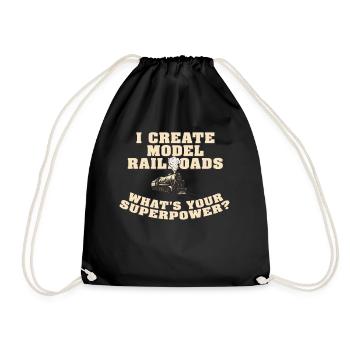I Create Model Railroads Superpower - Drawstring Bag - black - Front