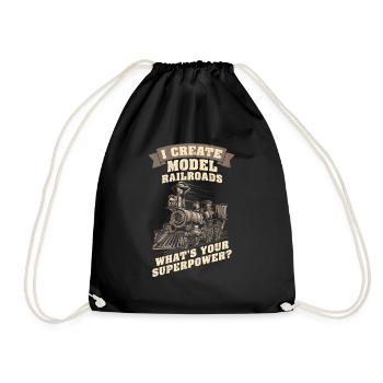 I Create Model Railroads Superpower - Drawstring Bag - black - Front
