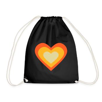 coeur orange motif coeur orange rétro des années 70 - Sac de sport léger - noir - Devant