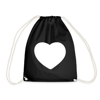 Coeur blanc - Sac de sport léger - noir - Devant