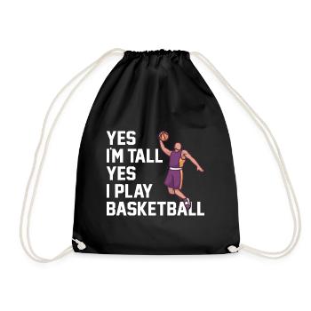 Yes I'm Tall Yes I Play Basketball Design for - Drawstring Bag - black - Front