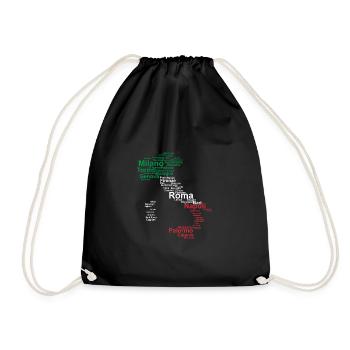 Italie drapeau contour villes voyage voyage Rome - Sac de sport léger - noir - Devant