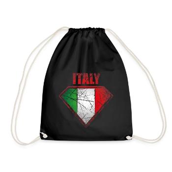 italy superhero flag vintage retro symbol - Drawstring Bag - black - Front