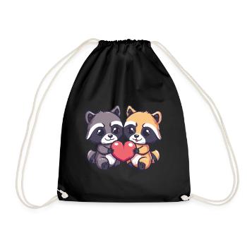 Waschbär Paar Liebe Valentinstag - Turnbeutel - Schwarz - Vorne