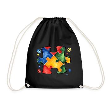 Autism Puzzle - Drawstring Bag - black - Front