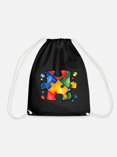 Autismus-Puzzle - Turnbeutel - Schwarz