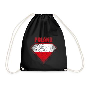 Poland Superhero Flag Flag Vintage Retro Symbol - Drawstring Bag - black - Front
