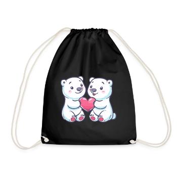 Ours polaire Couple Amour Ours Polaire Saint Valentin - Sac de sport léger - noir - Devant