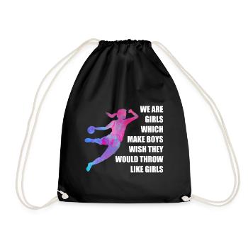 Frauen und Mädchen Handball Geschenkidee - Turnbeutel - Schwarz - Vorne