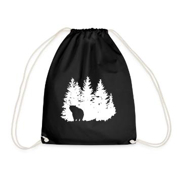 Trees - Bear - (3) - Drawstring Bag - black - Front