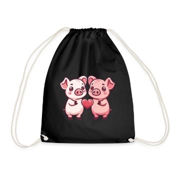 Couple de cochons Amour Truie Saint Valentin - Sac de sport léger - noir - Devant