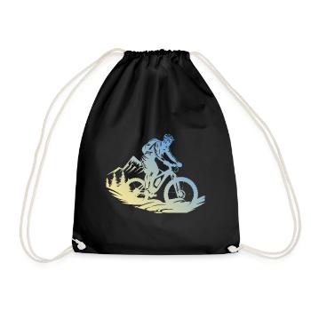 Mountain biker mountain bike - Drawstring Bag - black - Front