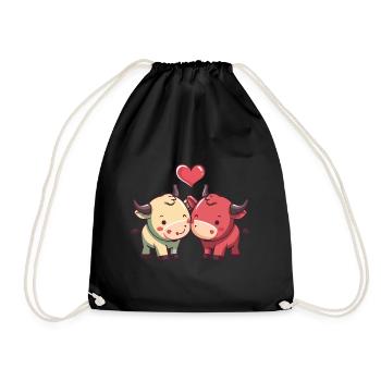 Taurus Couple Love Valentine's Day - Drawstring Bag - black - Front