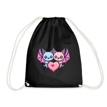 Fledermaus Paar Liebe Valentinstag - Turnbeutel - Schwarz - Vorne