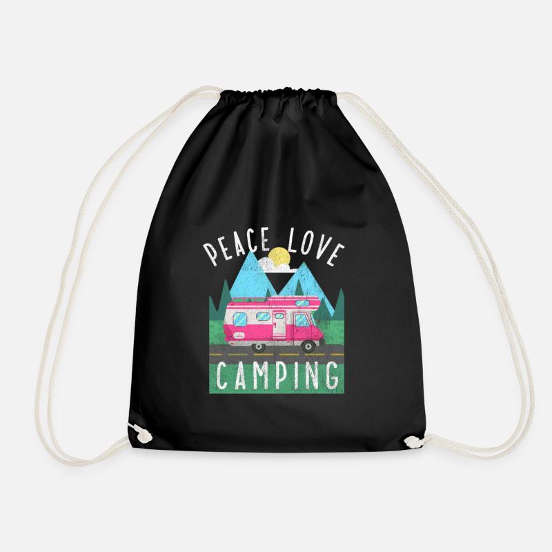 Peace Love Camping Camp de vacances Camping gratuit - Sac de sport léger - noir
