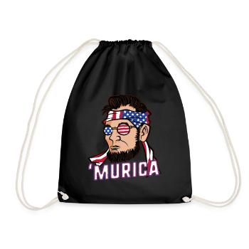 Murica Abe Lincoln's July 4th Flag - Drawstring Bag - black - Front