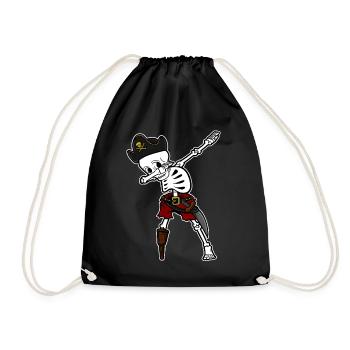 Dabbing Skeleton Pirate - Dab Dance Skull - Drawstring Bag - black - Front