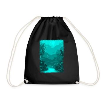 underwater aquarium sea diving coral - Drawstring Bag - black - Front