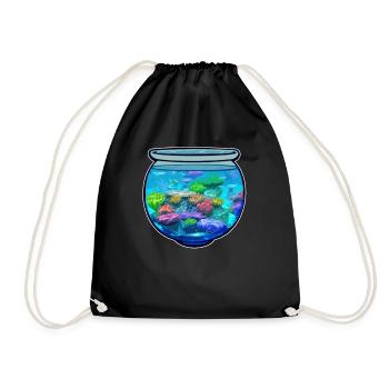 Cadeau de récif de corail sous-marin d'aquarium - Sac de sport léger - noir - Devant