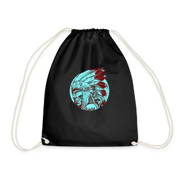 Native Indians Feather Jewelry Native Chieftain - Drawstring Bag - black - Front