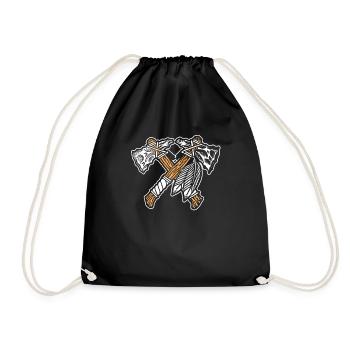 Indians Axe Native Feathers USA Indian - Drawstring Bag - black - Front