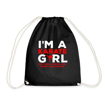 Fille de karaté combattant arts martiaux sport asie - Sac de sport léger - noir - Devant