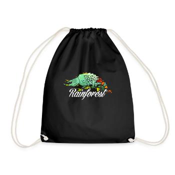 Chameleon rainforest tropics environmental protection jungle - Drawstring Bag - black - Front