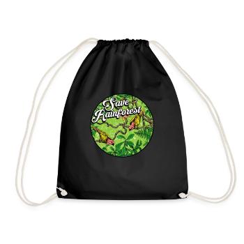 Rainforest tropics environmental protection birds jungle - Drawstring Bag - black - Front