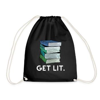 Get Lit Litrature reading Books Book Lover gift - Drawstring Bag - black - Front