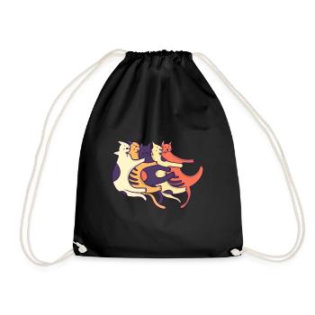Cool funny happy hugging smooching cat present - Turnbeutel - Schwarz - Vorne