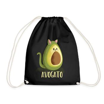 Cool funny vegan vegetarian Avocado cat present - Turnbeutel - Schwarz - Vorne
