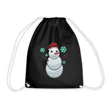 Funny Golf Ball Snowman With Santa Hat Golfer Gift - Turnbeutel - Schwarz - Vorne