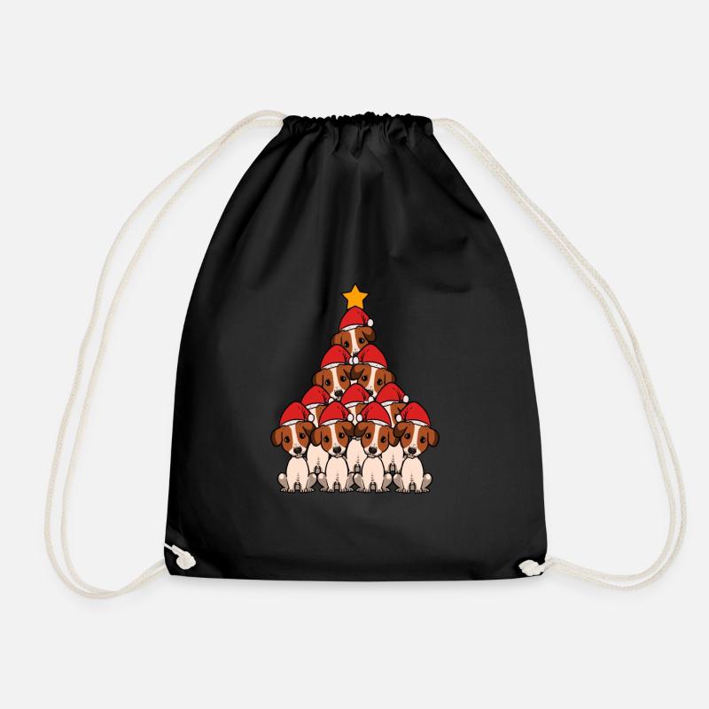 Cute Jack Russel Terrier Christmas Tree Shirt - Drawstring Bag - black