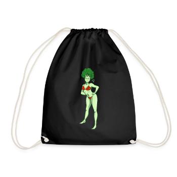 Vegan Plant Woman Broccoli Plant-based Diet - Drawstring Bag - black - Front