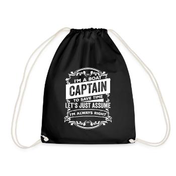 Captain Captain Boat Yacht Sailing Skipper Gift - Drawstring Bag - black - Front