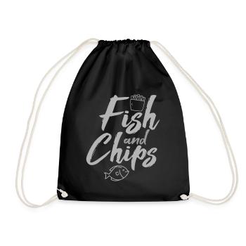 Fish & Chips Funny British Food and Streetfood - Drawstring Bag - black - Front