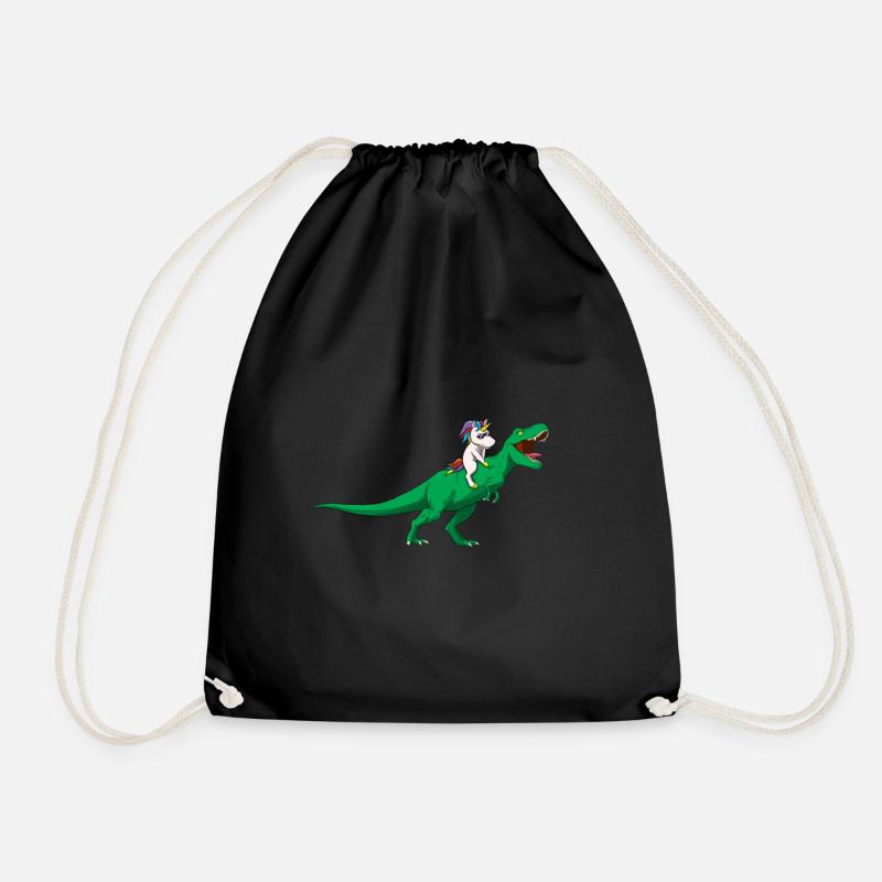 Einhorn Dino T Rex Dinosaurier Kinder Geschenkidee - Turnbeutel - Schwarz