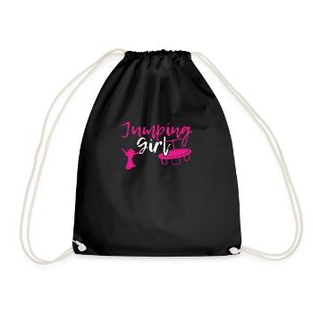 jumping trampoline girl jump jump tramp gift - Drawstring Bag - black - Front