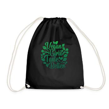 You Taste Better Gift I Funny Vegan Leaves graphic - Drawstring Bag - black - Front