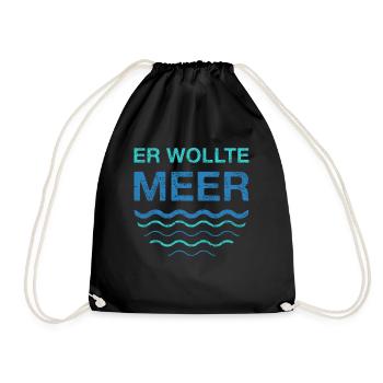 SIE KÜSTE ER WOLLTE MEER Partner Retro Vintage - Turnbeutel - Schwarz - Vorne