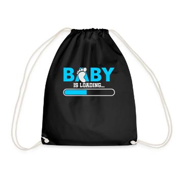 Babyparty Schwanger Geburt Babyfeier Baby Geschenk - Turnbeutel - Schwarz - Vorne