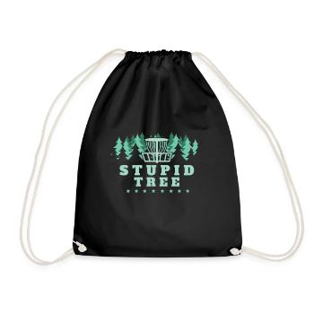 Disc Golf Stupid Tree Gift for Frisbee Golf - Drawstring Bag - black - Front