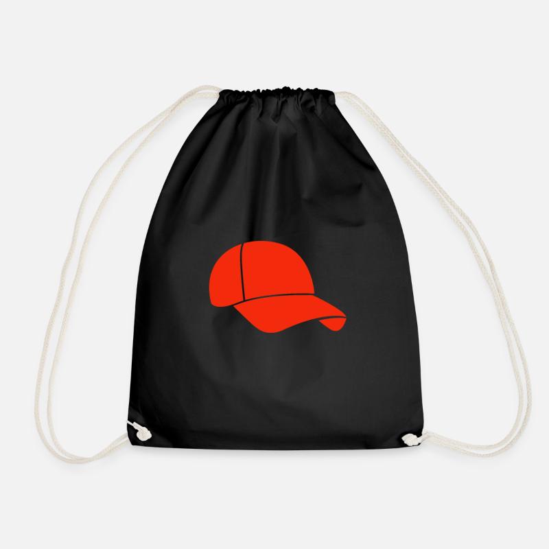 Red cap Cappie cape cap - Drawstring Bag - black