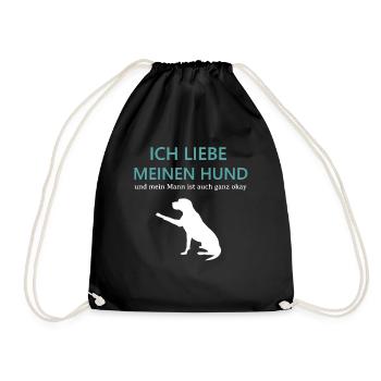 Ich liebe meinen Hund Geschenk Hundeliebhaber - Turnbeutel - Schwarz - Vorne