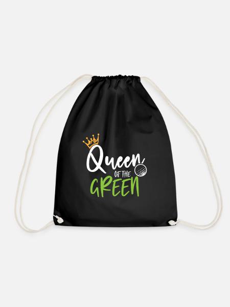 Golf golfer golf course golfer queen gift - Drawstring Bag - black
