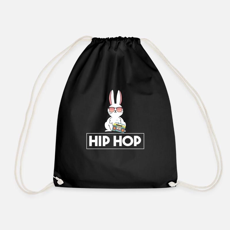 Hip Hop Bunny - Drawstring Bag - black