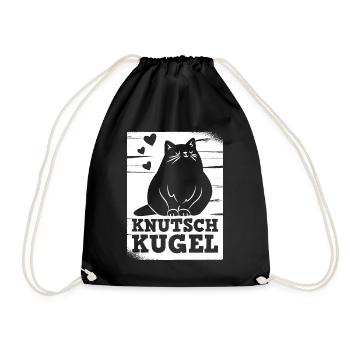 Knutschkugel dicke Perserkatze für Katzenfreunde - Turnbeutel - Schwarz - Vorne