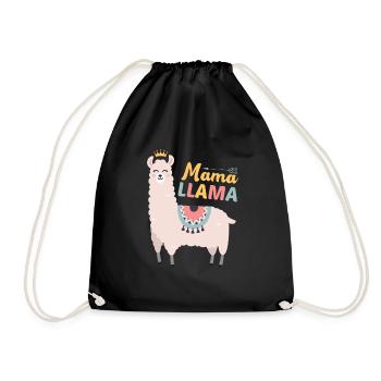 Mama Llama - Drawstring Bag - black - Front